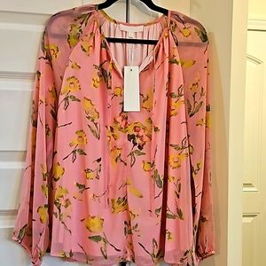 NWT Career Blouse women's size L. Floral print